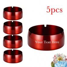5 piezas Set de ceniceros de acero inoxidable a prueba de viento, personalizado con grabado láser, adecuado para promociones de eventos, regalos corporativos, fiestas de boda y cumpleaños, picnic y camping, decoración para jardín, bar, restaurante, cafetería, regalo ideal para familia, pareja, compañero de trabajo