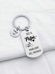 1pc Father's Day Gift For Dad - Stainless Steel Military ID Tag Key Chain