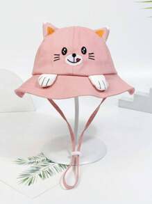 1pc Kids Outdoor Sun Protection Cartoon 3D Cute Cat Paw Design Bucket Hat, Suitable For Spring & Autumn