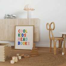 1pc, Canvas Hanging Picture, Framed Decorative Painting, Poster, Wall Art, Chic And Cool Young People Love Reading Canvas Wall Art - Bright Colors, Simple Design, Suitable For Game Rooms, Classrooms And Home Decor - Perfect For Young People's Rooms And Living Spaces Gifts Birthday Graduation
