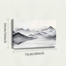 1 Pc, A Minimalist Ink Wash Landscape With Misty Mountains, Original, Canvas, Wall Art, Living Room Wall Decorations, Bedrooms, Bathrooms, Frame Poster Art Prints, Hanging Paintings, Home Decoration, Festivals. Home Decoration F 1