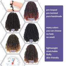Trenzas de ganchillo Yanky de 8/10/12/14 pulgadas 1/4/9 paquetes (24 mechones/paquete) de color negro natural pre-torcidas, rizos esponjosos de primavera para el cabello, 1B/30/27