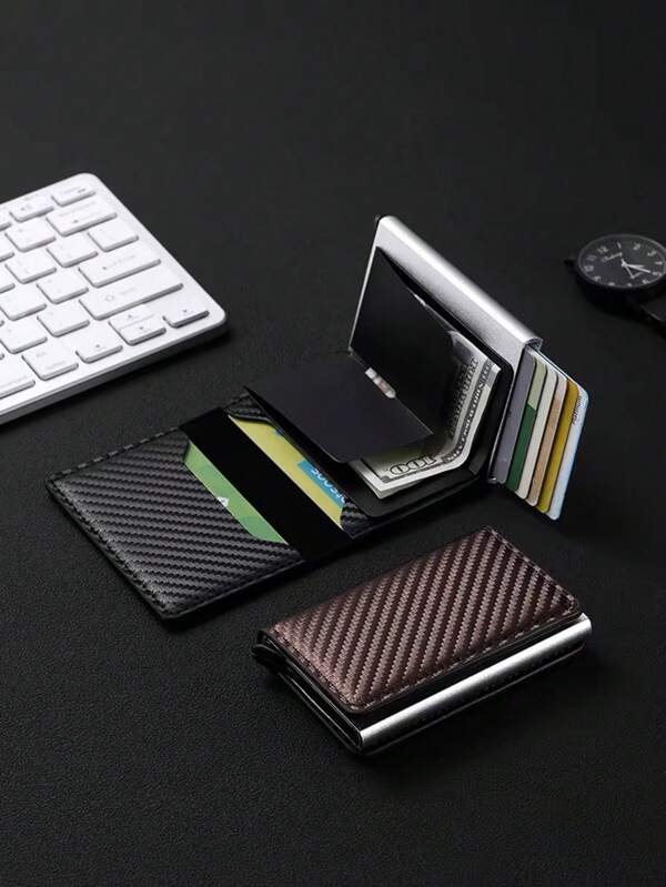 Carteira de Negócios Antifurto e Anti-Desmagnetização de Liga de Alumínio Masculina, Compartimento de Cartão Pop-up, Clipe de Cartão de Crédito, Design de Clipe de Cartão Bancário Fino e Compacto, Múltiplos Compartimentos de Cartão e Janela de Carteira de Identidade, Materiais de Liga de Alumínio e Couro Sintético, Presente Perfeito para Amantes, Adequado para Adolescentes, Casual de Verão, Outdoor, Atlético ou Viagem, Presentes de Formatura ou Aniversário, Acessórios Formais/Negócios
