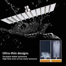 1pc Home Fixed Shower Head, Stainless Steel Material, Square Rainfall Shower Head, 4/6/8/10 Inch Bathroom High Pressure Rainfall Shower Head, Bathroom Accessories Home Bathroom Decor Summer