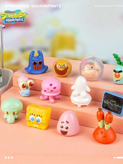 Nickelodeon 1PC SpongeBob Officially Licensed SpongeBob Series Squidward Tentacles Eugene H. Krabs Character Blind Box Lucky Box Mystery Lovely Mini Decoration Desktop Decorations Surprise Collection Dolls Model Series Christmas Party Birthday Gifts