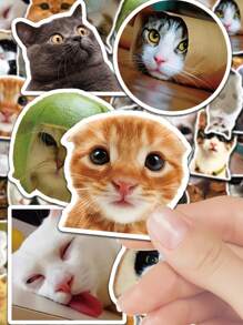 50pcs Of Cat Stickers, Perfect For Decorating Scrapbooks, Notebooks, Phones And Laptops, PVC Stickers Are Tear Resistant And Leave No Residue After Removal. Multifunctional Stickers Add Fun And Color To Your Daily Routine Or Gift Wrapping! - Multicolor - View 6