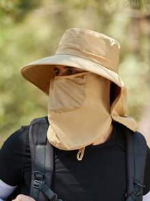 1 pieza Sombrero ancho casual para hombre, sombrero de cubo transpirable para protección solar en exteriores y viajes en bicicleta