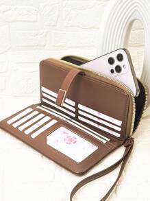 Women Long Wallet Fashion Mini Handbag Phone Purse Exquisite Patchwork Contrast Animal Print Texture PU Leather Multi-Function Zipper Phone Wallet Large Capacity Card Holder Pouch Wallet Purse Wallet