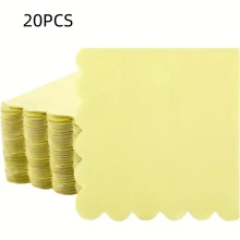 20pcs 16*16cm Yellow, Dusty Rose, Blue Semicircle Ruffle Trimd Cocktail Napkins, Disposable Paper Napkins Suitable For Daily Use, Lunch, Dinner, Gathering, Wedding, Birthday, Party And Other Occasions