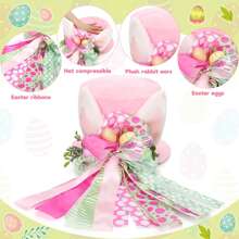 Easter Tree Topper Hat With Bunny Ears Cute Plush Top Hat Treetop Decoration Holiday Ornament For Home - Colorful - Easter Egg Random Colors - View 4