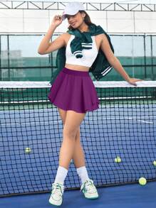 JoyGirl Women Pleated Tennis Skirt With Shorts High Waisted Golf Skort Mini Skirt Workout Skirt Athletic Skorts With Pockets - Purple - View 6