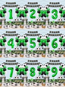 18 件足球主题生日气球套装、绿色数字气球套装、生日派对装饰品