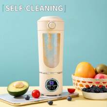1 件便携式搅拌机、榨汁机、水果搅拌器、果汁分离器、USB 充电搅拌杯、新鲜榨汁机、自动清洁、触摸控制、圆形、无需加热、适用于果汁、水果和蔬菜饮料、奶昔、轻便、硅胶手柄、3 种模式、数字显示、12 个刀片、家庭、办公室、旅行、厨房配件