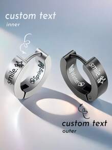 2 Pcs Custom Classic Glossy Punk Earrings Accessories Anniversary Birthday Party Jewelry Gift Hypoallergenic - Multicolor - View 2