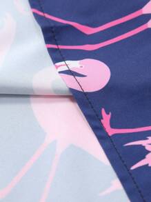 Men's Casual Short Sleeve Flamingo Print Shirt, Summer - Red Violet - View 6