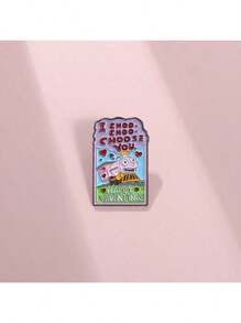 1pc Cute 'I Choo-Choo-Choose You' Retro Cartoon Badge Valentine Brooch Dress Accessories Pin For Clothes Bag Charm School