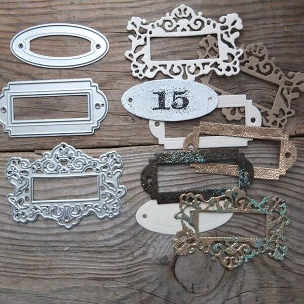 Troqueles de corte de metal artesanal, molde de troquelado de etiquetas, marco para artesanía de papel scrapbook, cuchilla de troquelado, punzón, plantillas de troqueles
