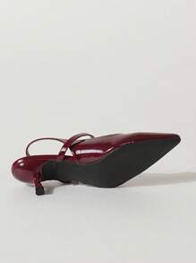 Women's Burgundy Pointed Toe Criss-Cross Strap High Heels Sandals, Bow Decor Formal Party Shoes Suitable For Weddings, Galas, Valentine's Day