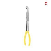 Alicates de Nariz Extra Larga DIY Punta Recta y Curva Equipo Mecánico Herramientas de Extracción Manual Clips de Llave Kit de Cuidado Automotriz Accesorios para Autos - D - Ver 9