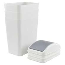 4.5 Gallon Swing Top Garbage Can, Plastic Trash Bin With Lid, 3 Pack - Grey - View 2