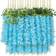 Paquetes de 12/24/36 Enredaderas artificiales de flores de glicinia colgantes de ratán y seda para decoración del hogar, fiestas, bodas, cumpleaños y graduaciones, de colores variados