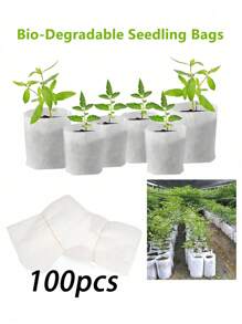 100 Seed Seedling Bags, Non-Woven Plant Growth Bags, Fabric Seedling Pot Plant Bags, Household Garden Supplies
