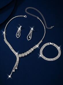 3 قطع/مجموعة قلادة عروس مزينة بالشراريب، طباعة هندسية معينة فراشة على شكل حرف V للرقبة، إطلالة بوهيمية رجعية ملكية رسمية عادية، إكسسوارات عروس أنيقة