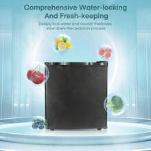 Fohere Mini Fridge 46L, E Energy Rating, Table Top Fridge, Reversible Door, Adjustable Temperature, Built In Ice Box, Compact Wine&Beers Cooling, Black - UK Plug(220-240V) - View 7