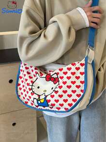 Sanrio Sanrio KT Cat Crossbody Canvas Bag Women's Shoulder Bag Cartoon Cute Dumpling Bag, Large Capacity Storage Bag