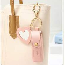 1 件口红盒口红收纳盒钥匙扣带镜子 PU 盒口红架唇彩袋唇膏袋旅行派对礼物唇膏钱包钱包迷你钱包零钱包