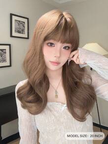 alicegarden 1 Piece Synthetic Heat-Resistant Short Wavy Wig In Brown Wigs, With Bangs, 20 Inches Long, Made From Fiber, Suitable For Daily Use, Natural And Realistic False Hairpiece.Christmas  Party Vacation,  Made From Fiber Elegance Wig,Suitable For Use,Natural And Realistic False Hairpiece - Brown - View 3