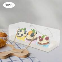 InSyoForeverEC Caja transparente para cupcakes, 60 unidades, con cuerda para macarrones, cupcakes, galletas, dulces y panecillos.