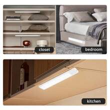 2pc - LED Motion Sensor Under Cabinet Light, USB Rechargeable Kitchen Light Strip, Induction Light, Wardrobe Lighting, Adjustable Color Temperature, Suitable For Kitchen, Wardrobe, Stairs