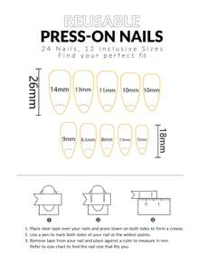 春季法式亮面指甲花卉图案美甲，日常派对必备，可重复使用，配有指甲锉和果冻胶，24 件装按压式指甲