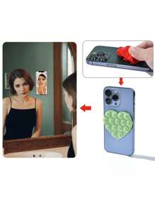 Soporte de teléfono con ventosa de silicona, ventosa de mariposa de doble cara, ventosas universales para teléfono, accesorio impermeable de manos libres con sujeción en los dedos para espejo, ducha, vibración, video y selfie compatible con iPhone y Android