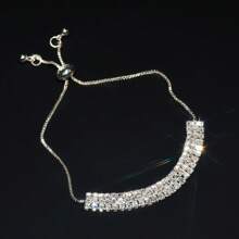1pc Minimalist Rhinestone Adjustable Roman Style Bracelet, Women Daily Accessory - Bracelet - View 3
