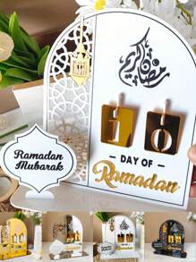 2025 Rama Countdown Calendar, Acrylic Decoration Of Rama Calendar With Base Replacing Numbers, For Home Gifts, Black, Golden, Silvery, White Decor - Multicolor - View 2