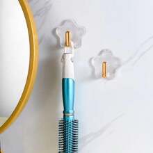 2pcs Self-Adhesive Hooks, New Wall Mount Storage Rack Bathroom Kitchen Coat Hangers, Suitable For Student Dorm - Multicolor - View 6