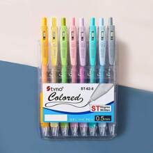 8pcs Mixed Color Gel Pen, Simple Portable Gel Rollerball Pen For Office, School, Student Back To School - Multicolor - View 3