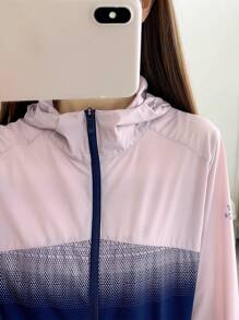 夏季健身女款弹力冰丝户外露营骑行徒步防晒连帽夹克