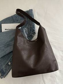 2 Pieces Set Retro Casual Large Capacity Commuter Handbag For Women, 2026 New Fashion Versatile Chic Shoulder Bag & Bucket Bag - Coffee - View 10