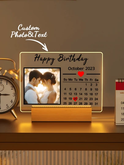 1pc Custom Night Light With Your Text Or Photo Warm Colors Night Light Acrylic Lamp Unique Personalized Gifts For Couple, Ideal For Anniversary Gift, Valentine Gift, Birthday Gift, Wedding Gift, Mother's Day Gift, Father's Day Gift Ideal Gifts For Him, Ideal Gifts For Her, Boyfriend, Girlfriend, Family, Friends, Nightlight, Neon Lights, Home Goods, Room Decor, Holiday Decor, For Anniversaries, For Birthdays, For Weddings