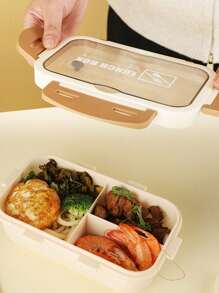 1 szt. Szczelny pojemnik na lunch dla dorosłych Bento Box z przyborami Lunch Box artykuły szkolne, powrót do szkoły, 3 przegrody bezpieczne do mikrofalówki Bento Box