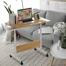 Mesa Elevadora Móvil de Oficina - Mesa de Ordenador con Compartimento para Tarjetas + Cajón Pequeño + Función Plegable, 80x40x64-89cm, Acero Inoxidable + Madera, Ángulo de Inclinación