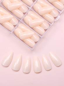 120pcs/Box Almond Shape Nude Nail Set Simple Premium Glossy Design Press On Nails DIY Nail Kit For Daily Wear And Special Occasions For Women And Girls
