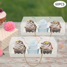 InSyoForeverEC Caja transparente para cupcakes, 60 unidades, con cuerda para macarrones, cupcakes, galletas, dulces y panecillos.