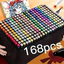 12/24/36/48/60/80/120/168pcs Art Student Marker Pen Set, Painting Sketch Watercolor Pens Suitable For Art Students To Color, Sketch And Draw, Double Ended Oily Markers, Suitable For Art Students, Paintbrush, Suitable For Elementary Students, School Supplies, Available In 12/24/30/36/48/60/80/120/168 Colors