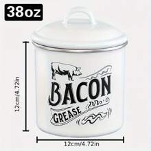 1pc Residue Filter Oil Dispenser, Bacon Grease Container, Bacon Grease Protector With Filter, Household Enamel Oil Filter Pot, Enamel Oil Filter Pot With Lid And Filter Mesh, Oil Bottle Filter, Kitchen Oil Bottle, Large Capacity Oil Storage Container, Kitchen Tools - White - View 3