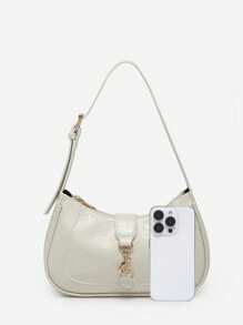 1pc Novachic Vintage Minimalist Crescent Shaped Adjustable Strap Handbag, Suitable For Dates, Outings, Parties - Beige - View 6