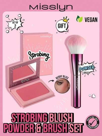  Set de colorete en polvo MISSLYN con brochaRuborColor fantasía, colorete mate, de larga duración, para contornear, realzar, de tamaño portátil, color baya, adecuado para viajes y uso al aire libre, resistente al sudor, de tamaño pequeño y lindo, alto nivel de pigmento, ideal para principiantes, maquillaje Y2K, cosmética de Año Nuevo, maquillaje para fiestas, viajes, vacaciones, campamentos al aire libre, regalo, rosa, moda chica, cosmética de Año Nuevo, cosplay, mejor para viajes, festivales, color de fantasía, campus, escuela, Charm, vibra, CNY